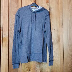 NEW Flag & Anthem Henley Athleisure 100% Cotton Hoodie, Small, Heathered Grey